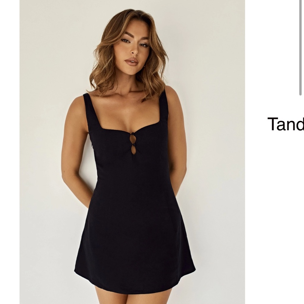 Meshki Tandie linen flare mini dress